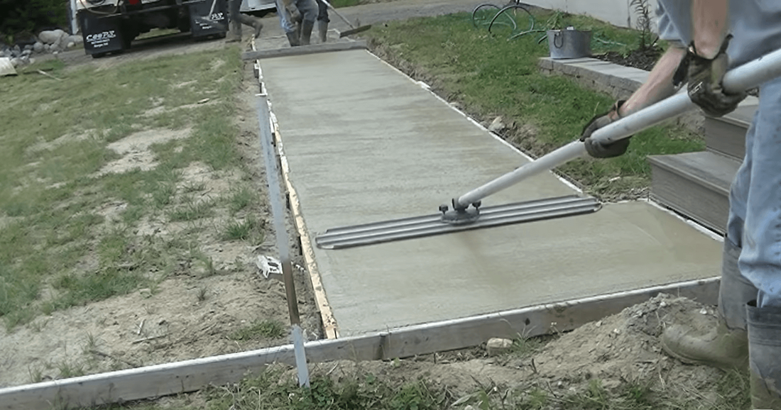 New concrete walkway being installed