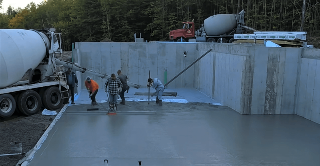 Large concrete basement foundation