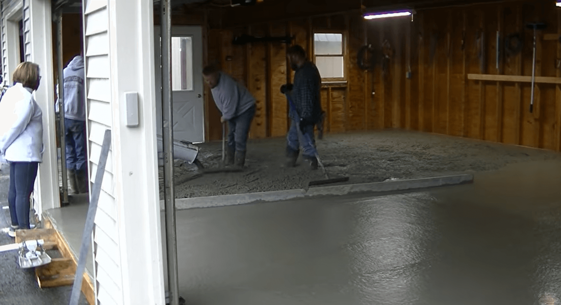 Repairing and leveling a damaged concrete garage floor